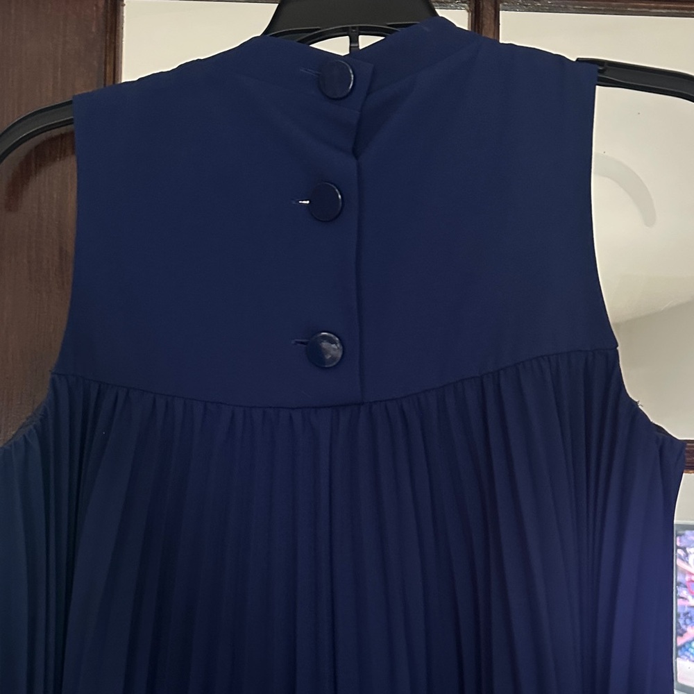 Kate Spade Sleeveless Pleated Navy Dress - Classic Women's Evening Dress